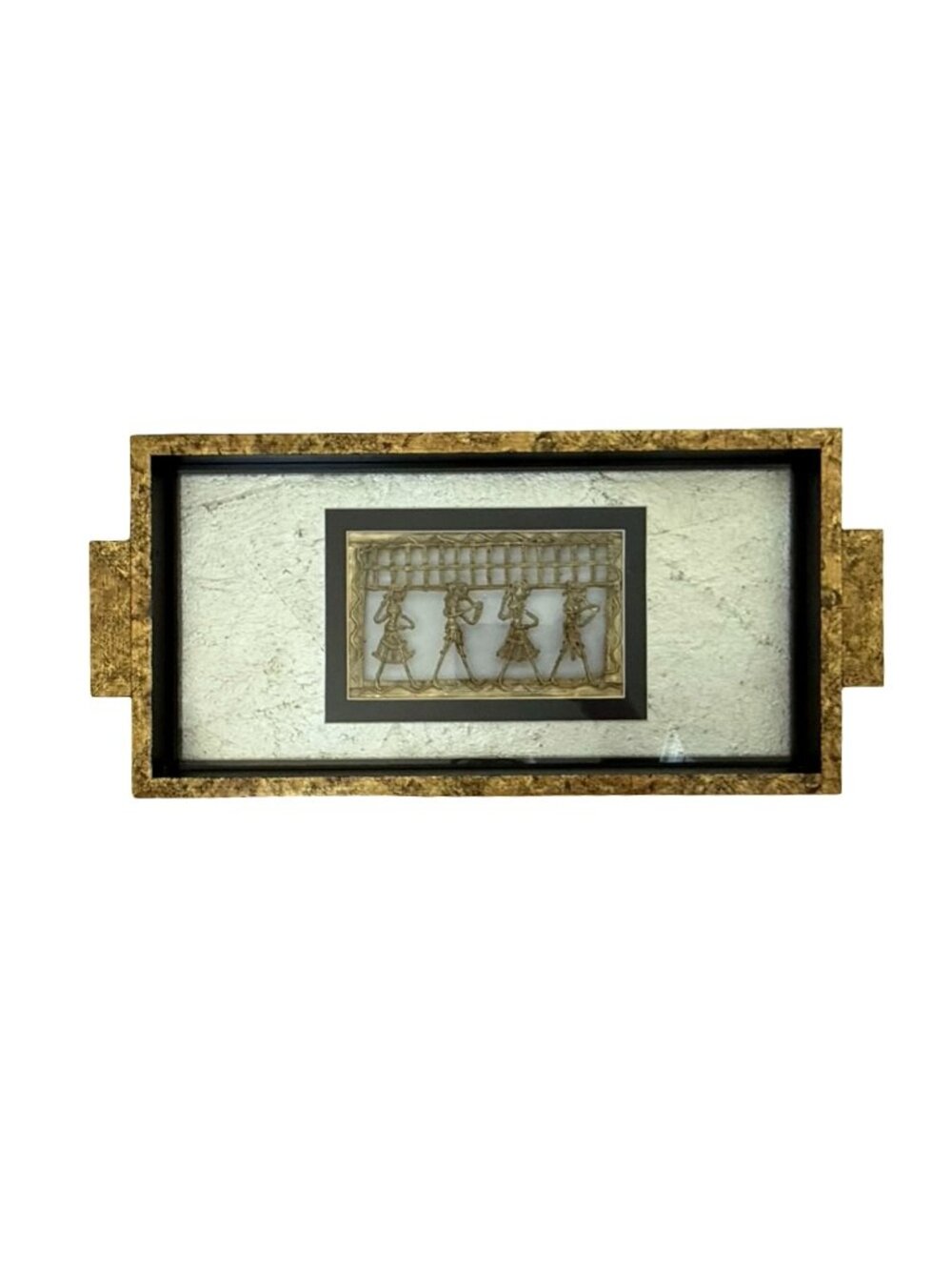 Bombay Tribal Art Tray/Wall Frame With Brass Detailing Unique Home Décor Piece